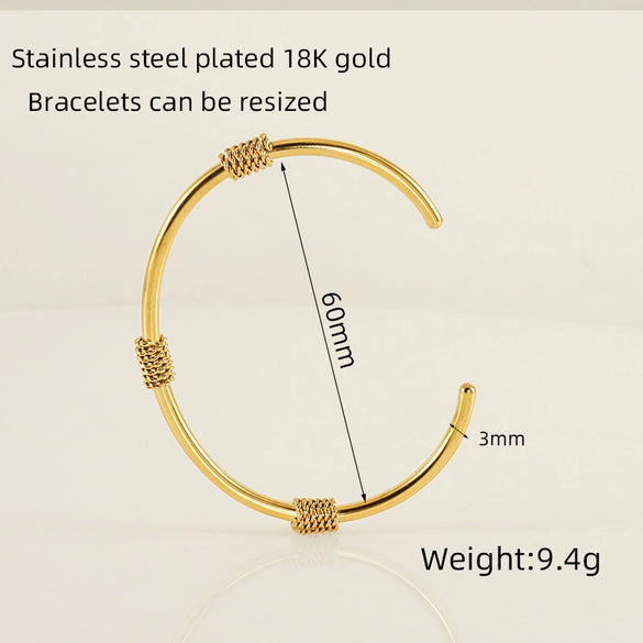 Retro Fashion 316L Stainless Steel Open Cshaped Women's Bracelet With Electroplating Treatment