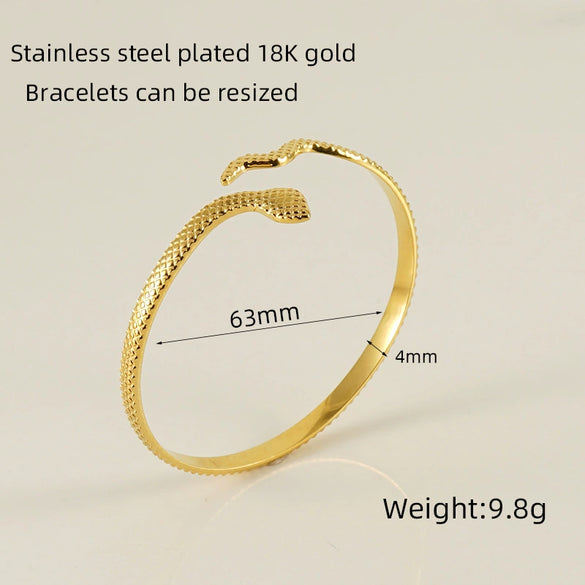 Retro Fashion 316L Stainless Steel Open Cshaped Women's Bracelet With Electroplating Treatment