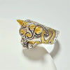 Retro Fashion Two Tone Leopard Head Ring Alloy Electroplated Geometric Animal Style Statement Ring For Unisex Wear