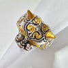 Retro Fashion Two Tone Leopard Head Ring Alloy Electroplated Geometric Animal Style Statement Ring For Unisex Wear