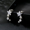 Retro Fashion Women's Copper Star Earrings With Plaid Acrylic Blue Embroidery And Zircon Inlay