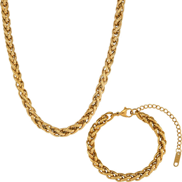 Retro Fashion Women's Stainless Steel Bracelet Jewelry With Gold Plated 6Mm Flower Basket Chain And Geometric Design By Electroplating