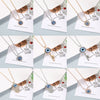 Retro Fatima Hand Peach Heart Round Alloy Pendant Full Diamond Electroplated Necklace With Devil's Eye Design