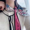 Retro Floral Parrot Print Narrow Long Silk Hair Scarf Elegant Hair Ribbon For Women