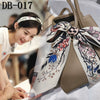 Retro Floral Parrot Print Narrow Long Silk Hair Scarf Elegant Hair Ribbon For Women