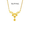 Retro Floral Pendant Necklace With Water Wave Chain Copper Alloy Gold Plated Women's Wedding Jewelry