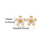 Retro Floral Zircon Stud Earrings For Women With Gold Plated Stainless Steel And Vacuum Plated Finish