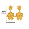 Retro Floral Zircon Stud Earrings For Women With Gold Plated Stainless Steel And Vacuum Plated Finish