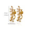 Retro Floral Zircon Stud Earrings For Women With Gold Plated Stainless Steel And Vacuum Plated Finish