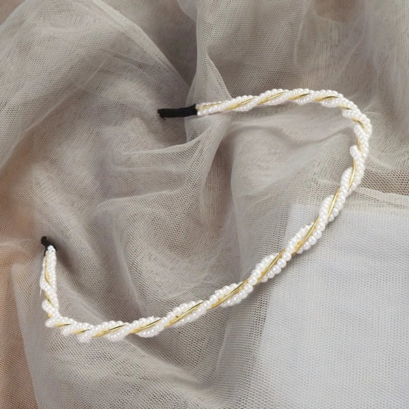 Retro Flower Alloy Handmade Artificial Pearls Hair Band