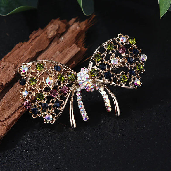 Retro Flower Bow Knot Alloy Inlay Artificial Pearls Rhinestones Women'S Brooches