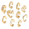 Retro Flower Geometric Pattern Alloy Ring For Women