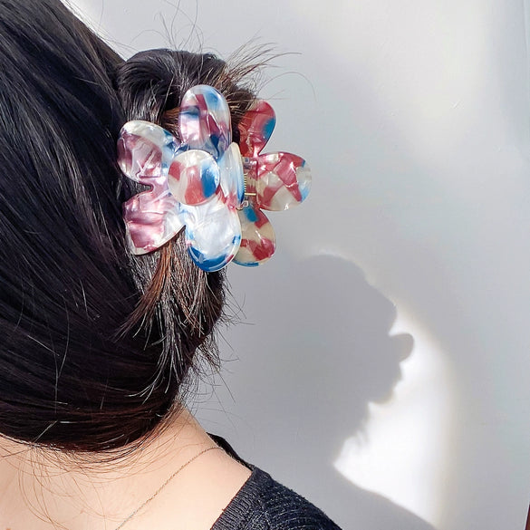 Retro Flower Handmade Pvc Hair Accessories For Women Grab Clip