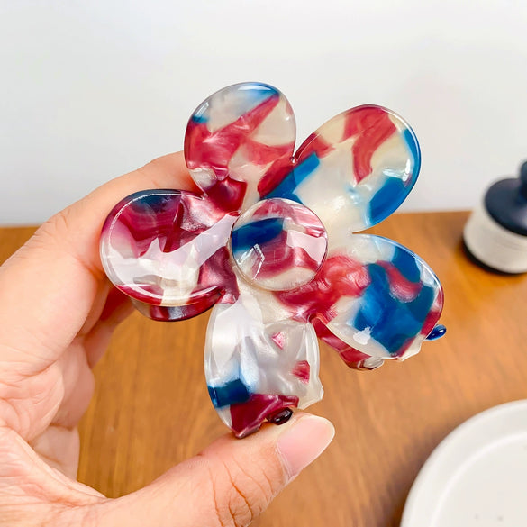 Retro Flower Handmade Pvc Hair Accessories For Women Grab Clip