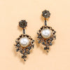 Retro Flower Pearl Rhinestone Alloy Earrings With Electroplated Finish Fashion Wholesale Jewelry
