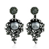 Retro Flower Pearl Rhinestone Alloy Earrings With Electroplated Finish Fashion Wholesale Jewelry