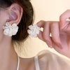 Retro Flower Tassel Pearl U Shaped Earrings For Women Set With Pearls Little Fresh Style