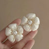 Retro Flower Tassel Pearl U Shaped Earrings For Women Set With Pearls Little Fresh Style