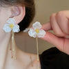 Retro Flower Tassel Pearl U Shaped Earrings For Women Set With Pearls Little Fresh Style
