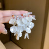 Retro Flower Tassel Pearl U Shaped Earrings For Women Set With Pearls Little Fresh Style