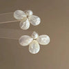 Retro Flower Tassel Pearl U Shaped Earrings For Women Set With Pearls Little Fresh Style