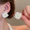 Retro Flower Tassel Pearl U Shaped Earrings For Women Set With Pearls Little Fresh Style