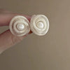 Retro Flower Tassel Pearl U Shaped Earrings For Women Set With Pearls Little Fresh Style