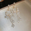 Retro Flower Tassel Pearl U Shaped Earrings For Women Set With Pearls Little Fresh Style