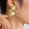 Retro Flower Titanium Steel Electroplated Women's Earrings