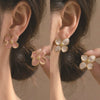 Retro Four Leaf Flower Enamel Stainless Steel Earrings For Women Electroplated Fashion Floral Jewelry Wholesale