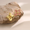 Retro Four Leaf Flower Enamel Stainless Steel Earrings For Women Electroplated Fashion Floral Jewelry Wholesale
