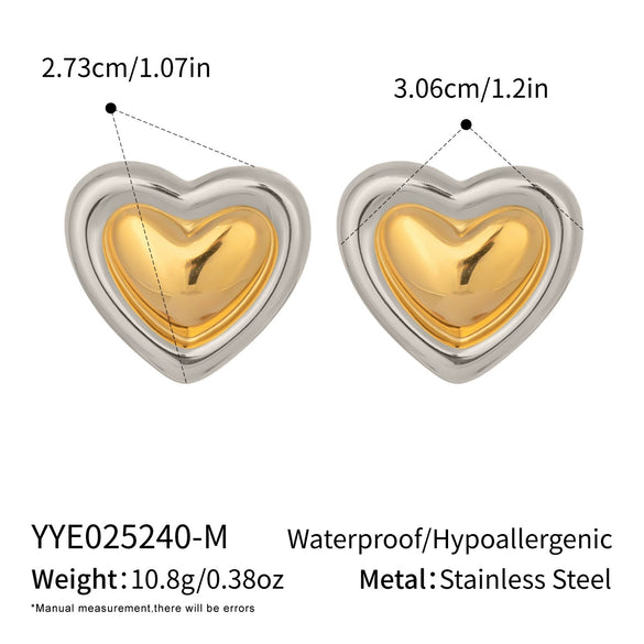 Retro French Classic Heart Pattern Titanium Steel Earrings For Women With Electroplating