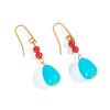 Retro French Classical Sea Blue Natural Stone Women's Geometric Earrings In Titanium Steel With Electroplating