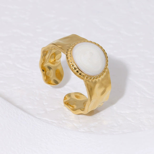 Retro French 18K Gold Plated Titanium Steel Ring For Women With Geometric Design And Electroplating Process