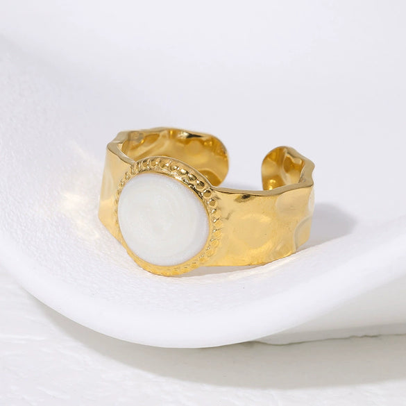 Retro French 18K Gold Plated Titanium Steel Ring For Women With Geometric Design And Electroplating Process