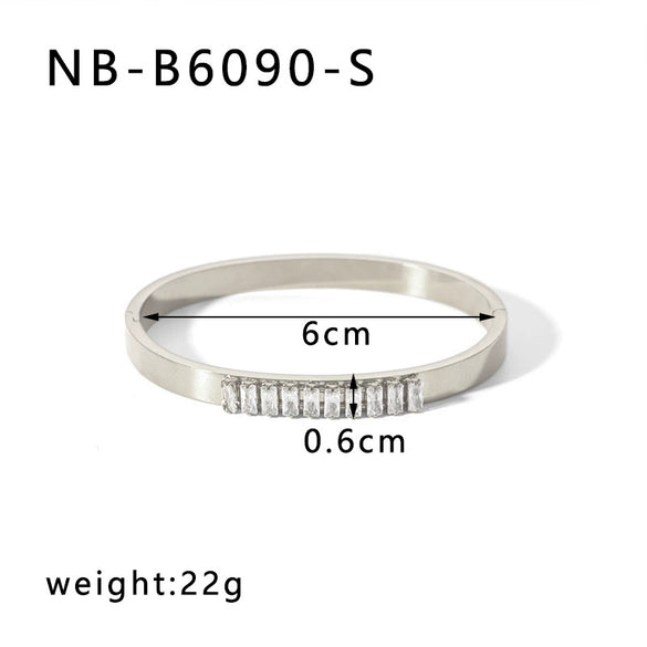 Retro French Literature And Art Style Geometric Zircon Bracelet Stainless Steel With 18K Real Gold Electroplating Non Fading Waterproof Anti Allergy