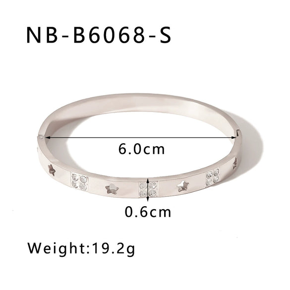 Retro French Literature And Art Style Geometric Zircon Bracelet Stainless Steel With 18K Real Gold Electroplating Non Fading Waterproof Anti Allergy