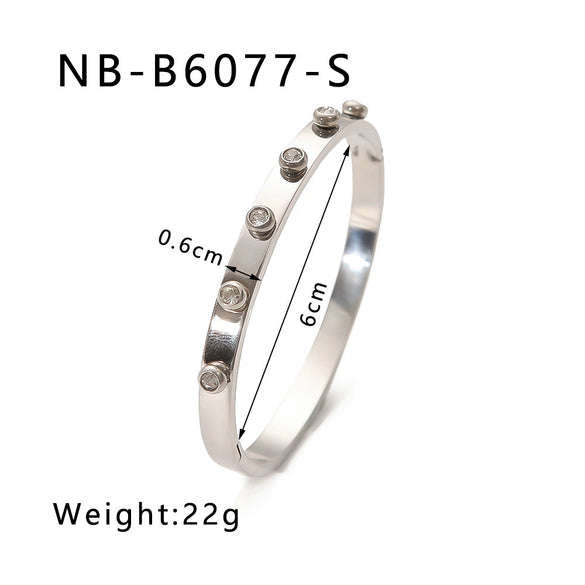 Retro French Literature And Art Style Geometric Zircon Bracelet Stainless Steel With 18K Real Gold Electroplating Non Fading Waterproof Anti Allergy