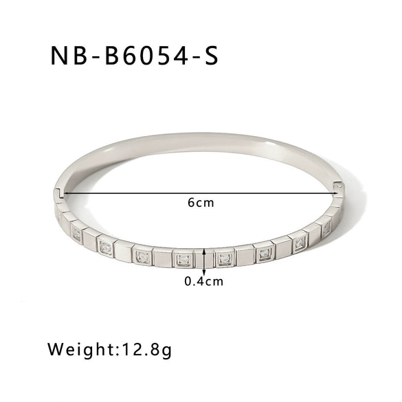 Retro French Literature And Art Style Geometric Zircon Bracelet Stainless Steel With 18K Real Gold Electroplating Non Fading Waterproof Anti Allergy