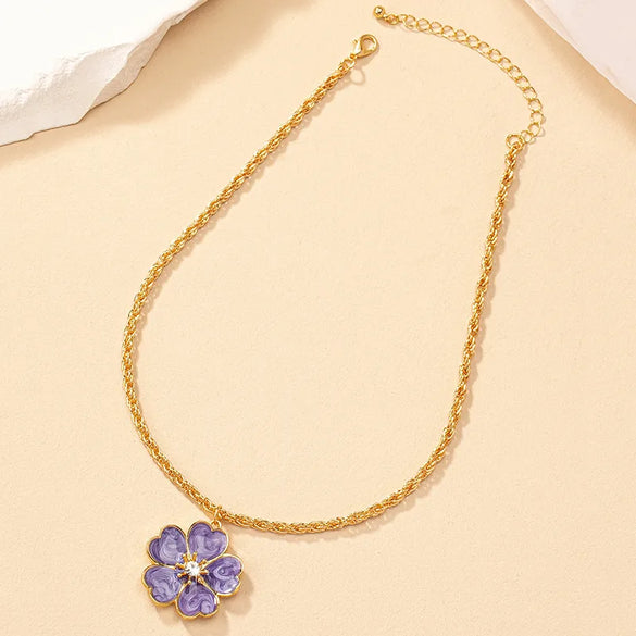 Retro French Style Flower Rhinestones Alloy Wholesale Necklace