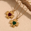 Retro French Style Stainless Steel Necklace Pendant With Hammer Pattern And Love Cross Twist Chain 18K Gold Plated