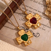 Retro French Style Stainless Steel Necklace Pendant With Hammer Pattern And Love Cross Twist Chain 18K Gold Plated