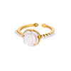 Retro Fresh Flower Imitation Pearl Copper Electroplated Women's Ring