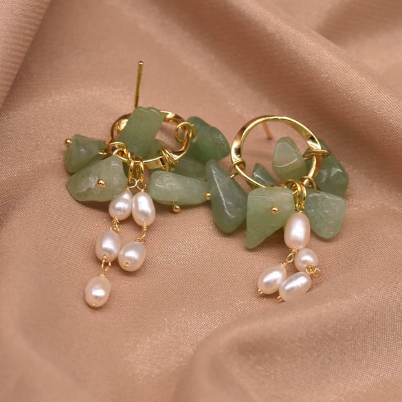 Retro Freshwater Pearl Drop Shape Earrings With Electroplating Design
