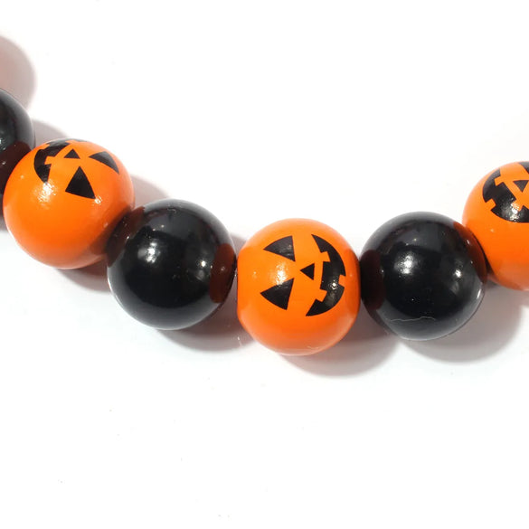 Retro Funny Halloween Pattern Pumpkin Wood Beaded Halloween Women'S Bracelets Necklace