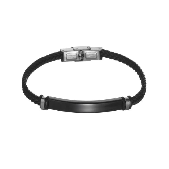 Retro Geometric 304 Stainless Steel Pu Leather Plating Women'S Bracelets Men Cord & Leather Bracelets