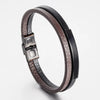 Retro Geometric 316L Stainless Steel  Leather Men'S Wristband Men Cord & Leather Bracelets