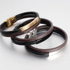 Retro Geometric 316L Stainless Steel  Leather Men'S Wristband Men Cord & Leather Bracelets