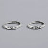 Retro Geometric Adjustable Couple Ring In S925 Sterling Silver With Brushed Finish Opening Band Jewelry