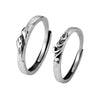Retro Geometric Adjustable Couple Ring In S925 Sterling Silver With Brushed Finish Opening Band Jewelry